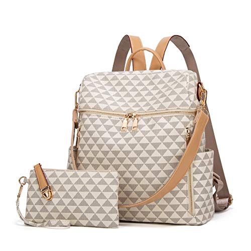 Makes Backpack Purse for Women, PU Leather Travel Satchel Handbag, Convertible Design Bag with Purse, 2 Piece(Beige) Makes Backpack Purse for Women, PU Leather Travel Satchel Handbag, Convertible Design Bag with Purse, 2 Piece(Beige)