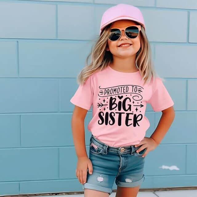 Promoted to Big Sister Shirts for Toddler Baby Girls Announcement T-Shirt Summer Short Sleeve Tees Big Sis Tops