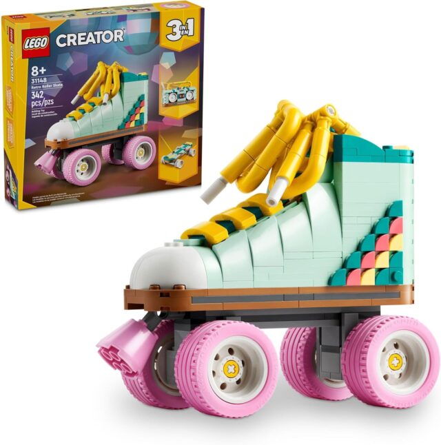 LEGO Creator 3 in 1 Retro Roller Skate Building Kit, Transforms from Roller Skate Toy to Mini Skateboard to Boom Box Radio, Birthday Gift for Skaters, Cool Toy for Boys and Girls Ages 8 and Up, 31148 for big sister gifts
