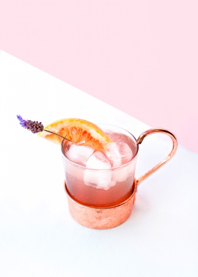 Lavender Grapefruit Gin Cocktail Recipe with edible flowers by Sugar & Cloth