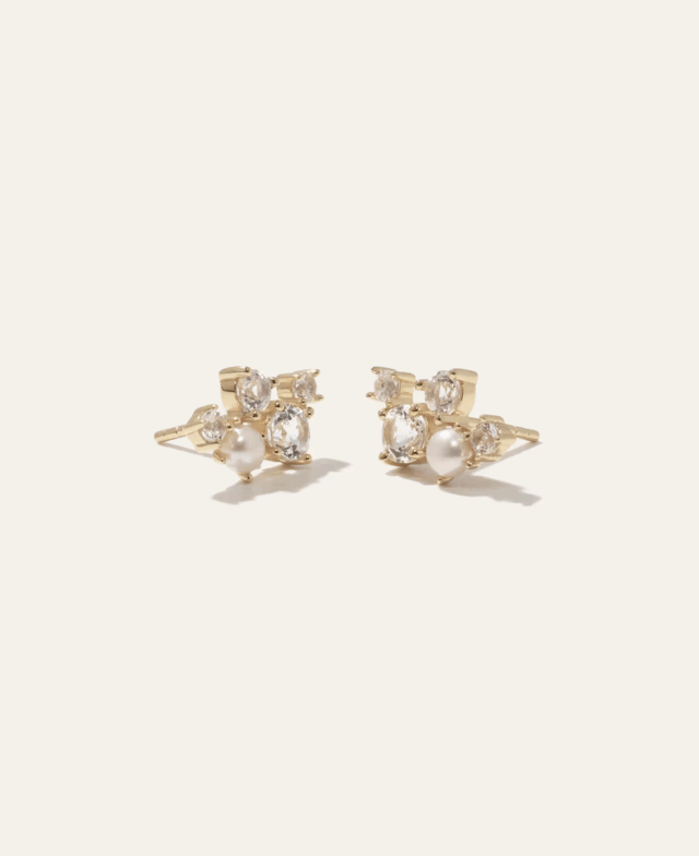 Quince Mini Topaz Pearl Sparkle Climber Earrings for gifts for women