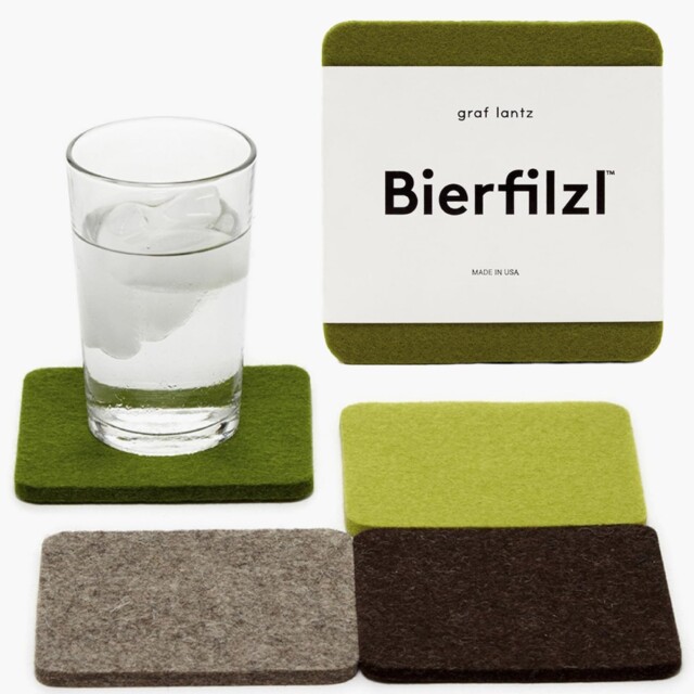 Graf Lantz - Bierfilzl Merino Wool Square Coasters Set of 4 - Forest (4x4x5mm) - for hostess gifts