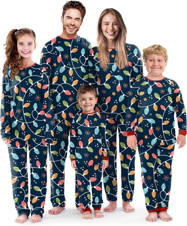 Christmas Lights Matching Family Christmas Pajamas Set 