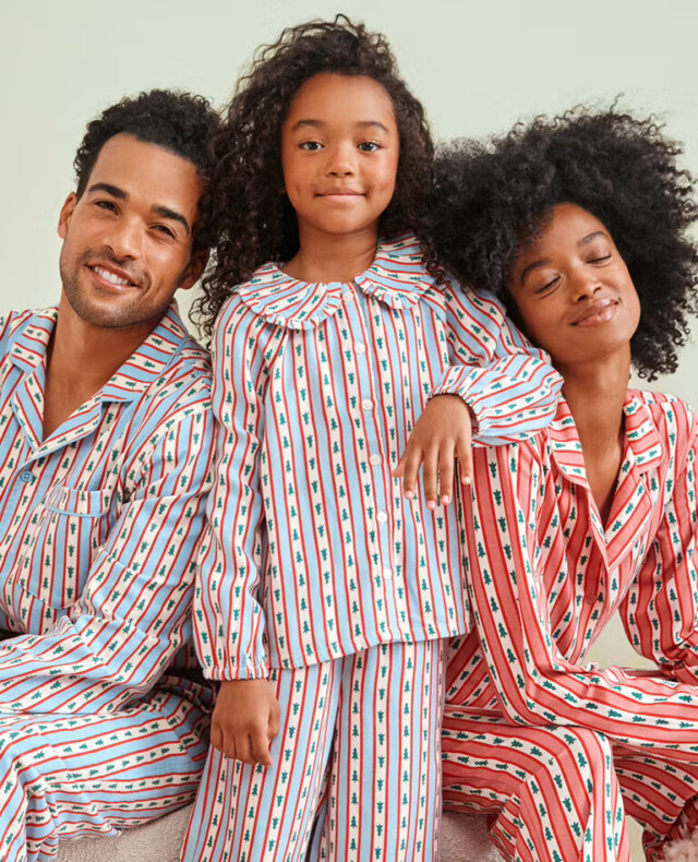 Holiday Tree Ribbons Matching Family Pajamas