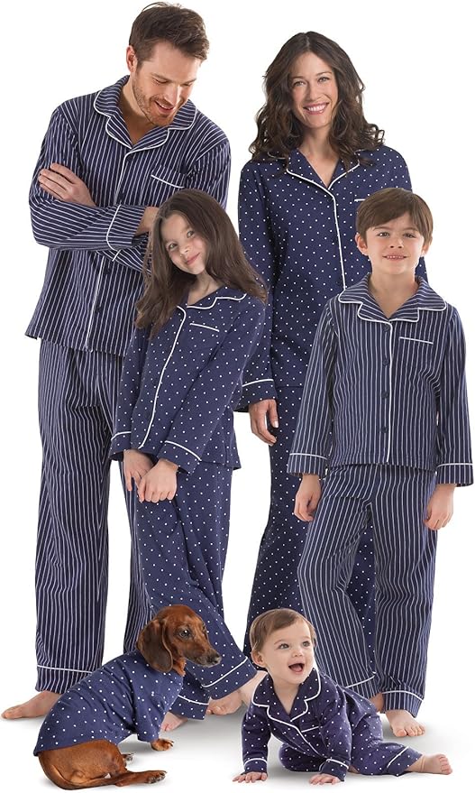 PajamaGram Family Pajamas Soft Cotton - Matching Pajamas, Burgundy & Navy Patterns