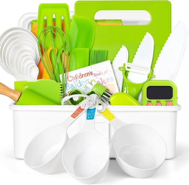 Kids Cooking Sets Real, 37PCS Kids Cooking and Baking Set with Storage Case for valentines day gifts for kids