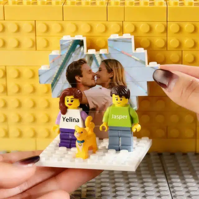 Personalized Photo Building Block Couples Gift,Custom Mini Figures with Name,Valentine&rsquo;s Day Gift for Her:Him,1 Year Anniversary Gift