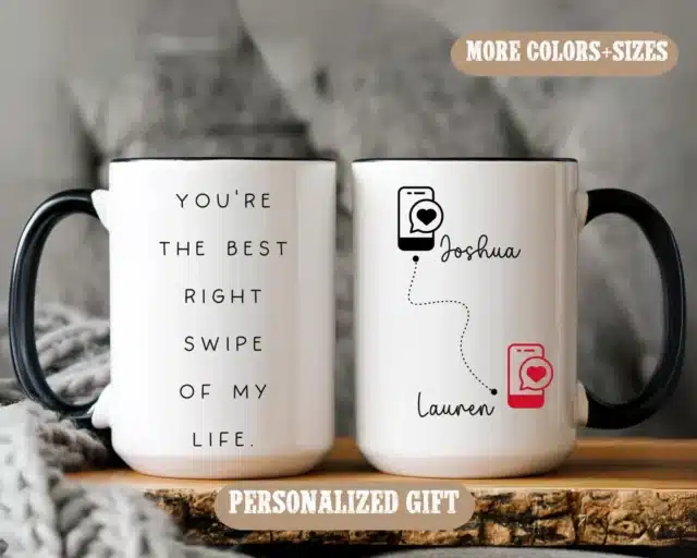 The Best Right Swipe Coffee Mug, Online Dating, Dating Anniversary Gift, Boyfriend Valentines Day Gift, Gifts For Girlfriend Long Distance