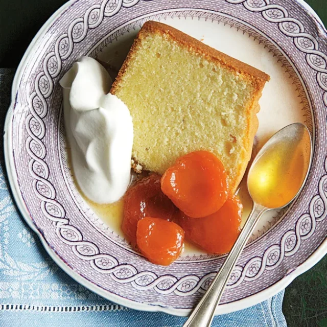 Pound Cake with Grand Marnier–Poached Apricots