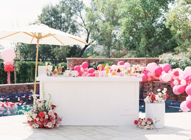 Pink Baby Shower Bar Set Up for Mimosa Bar Ideas