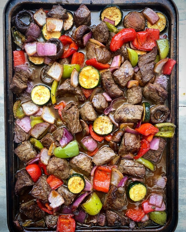 Sheet pan beef kebabs 