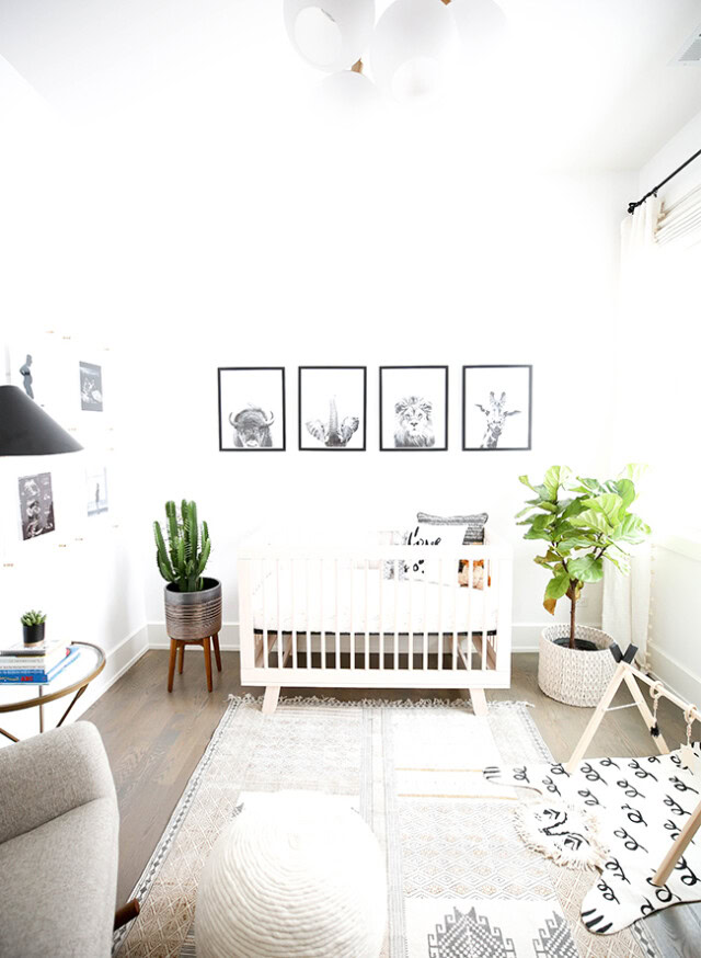 Bright White Animal Baby Room Ideas