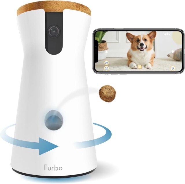 Furbo 360° Dog Camera: [New 2022] Rotating 360° View Wide-Angle Pet Camera with Treat Tossing, Color Night Vision, 1080p HD Pan, 2-Way Audio, Barking Alerts, WiFi, Designed for Dogs