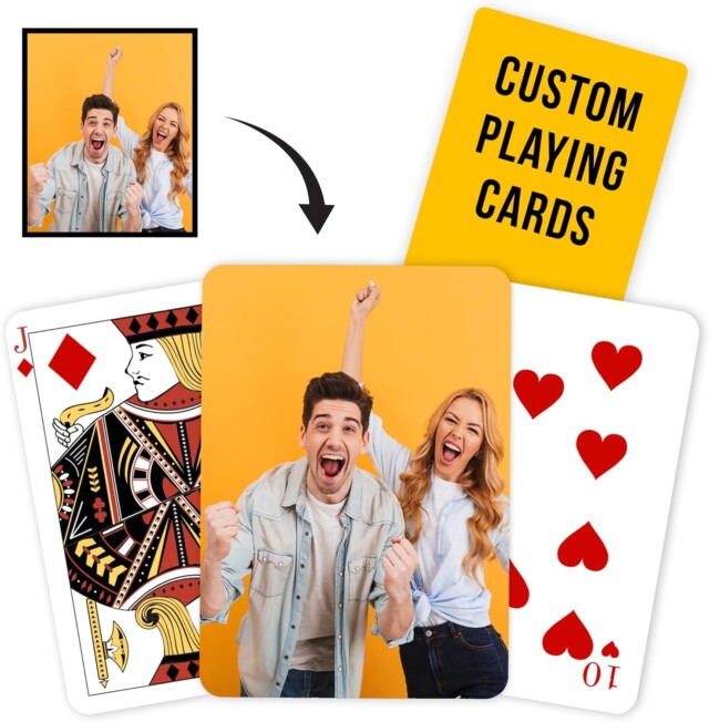 Customized - Personalized Playing Cards with Photo - Print Your Text/Design on All Custom Playing Cards – Gift for Wedding & Party