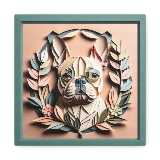 French Bulldog Portrait in Pastel Colors, Papercut Imitation Dog Lover Wall Art, Dog Owner Gift, Vet Clinic Animal Shelter Décor for gifts for dog lovers