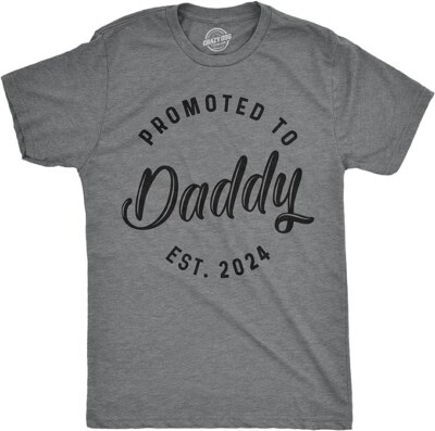 Crazy Dog T-Shirts Mens Promoted to Daddy 2024 2023 2022 2021 2020 T Shirt Fathers Day for New Best Dad Ever