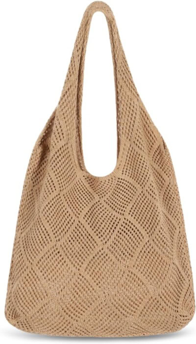 Sightor Crochet Tote Bag, Mesh Beach Bag Knit Summer Hobo Bag Vacation Boho Tote Bag for Women