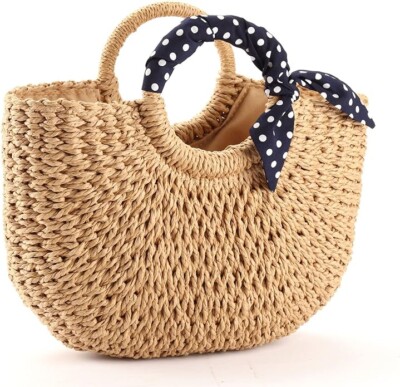 YXILEE Summer Beach bag,Handmade Large Straw Tote Bag Womens Handbag