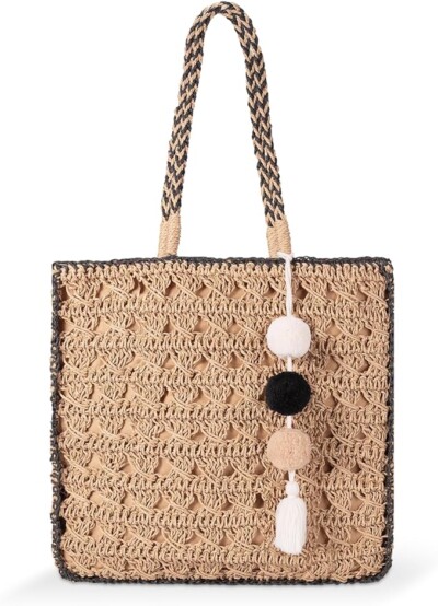 YXILEE Straw Tote Bag for Women - Summer Beach Bag Foldable Woven Tote Bags