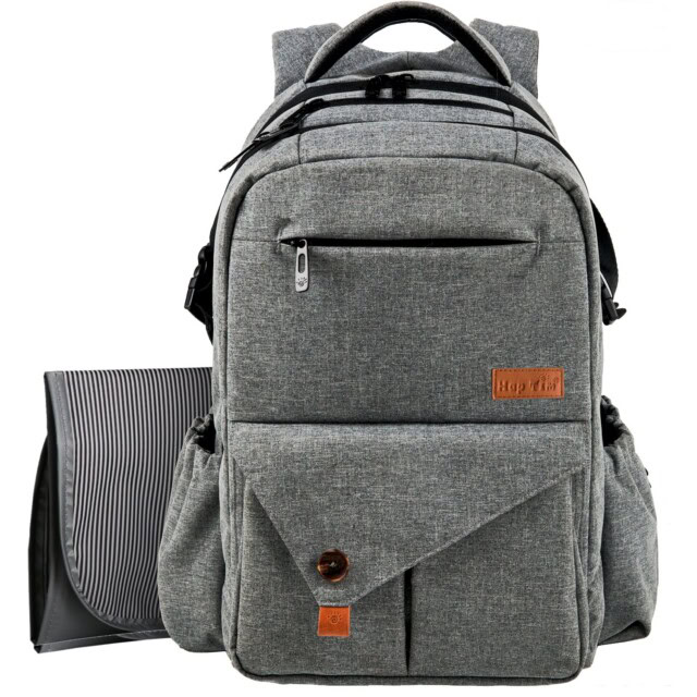Hap Tim Multi-Function Large Baby Diaper Bag Backpack with Stroller Straps, Insulated Pockets, Changing Pad, Stylish & Anti-Water Material(Gray-5284)
