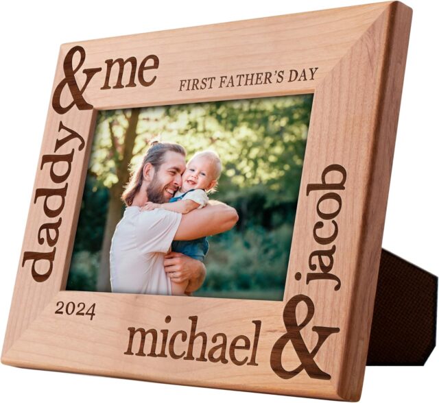 First Fathers Day, Personalized 1st Fathers Day Picture Frame with Names