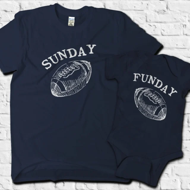 Navy Blue Matching football shirts, Father Son Shirts, dad and baby shirts, dad and daughter, Gift for husband, Super Bowl Shirts