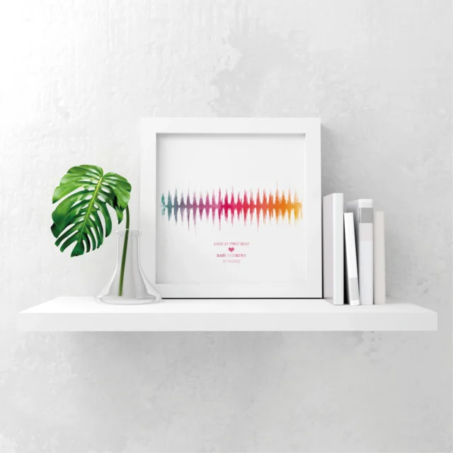 Personalised watercolour baby heartbeat soundwave scan picture gift print keepsake