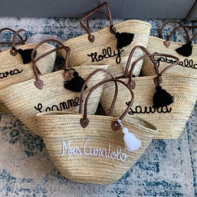 Personalized Embroidered Straw Bag