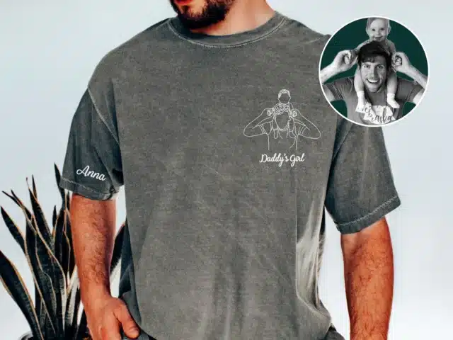 Comfort Colors Custom Photo Shirt For Dad, Fathers Day Gifts, Dad Portrait Embroidered Shirt From Photo, New Dad Shirt, Gift For Husband
