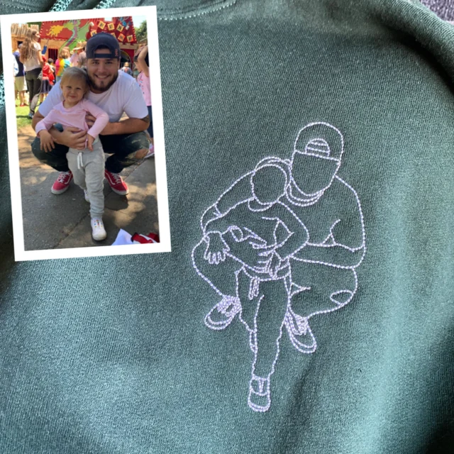 Dad Sweatshirt With Photo, Dad Portrait Shirt, Dad Hoodie Embroidered, Custom Fathers Day Shirts With Pictures, New Dad Gifts
