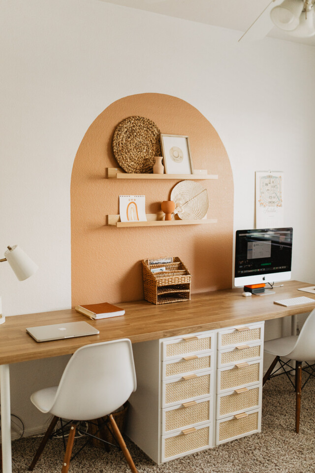 Boho Rattan IKEA Desk Hack