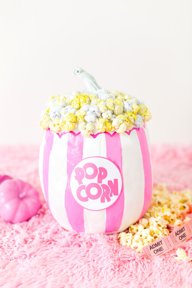 DIY no-carve popcorn pumpkin project