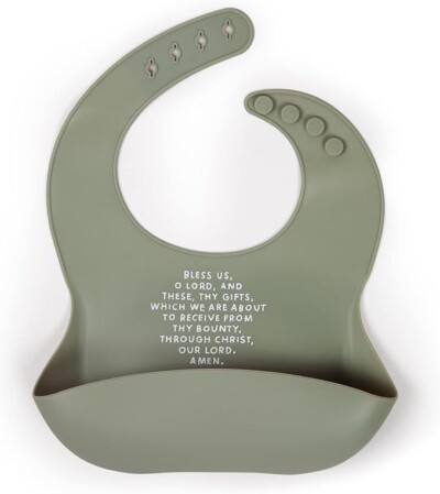  Adjustable Waterproof Bib, Silicone Feeding Bib, Catholic Meal Prayer Bib