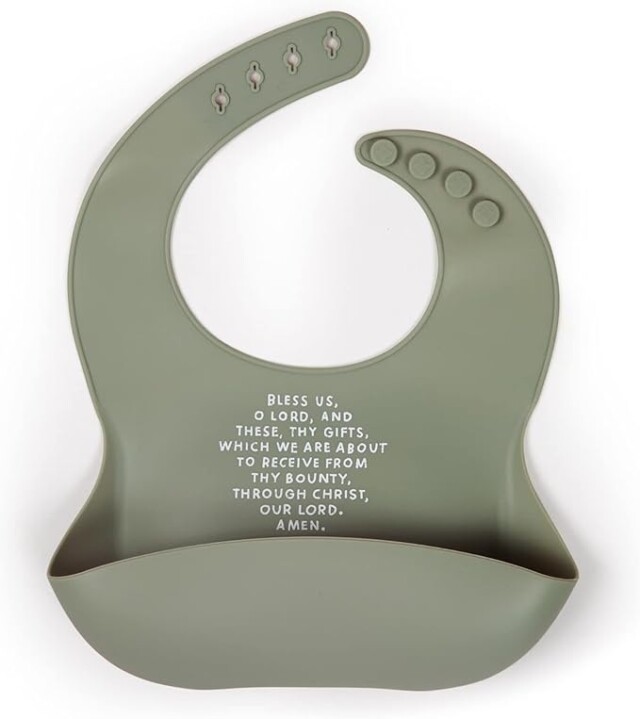  Adjustable Waterproof Bib, Silicone Feeding Bib, Catholic Meal Prayer Bib