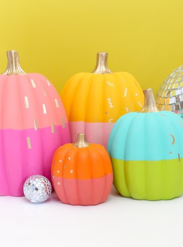 DIY No Carve Color Block Pumpkins