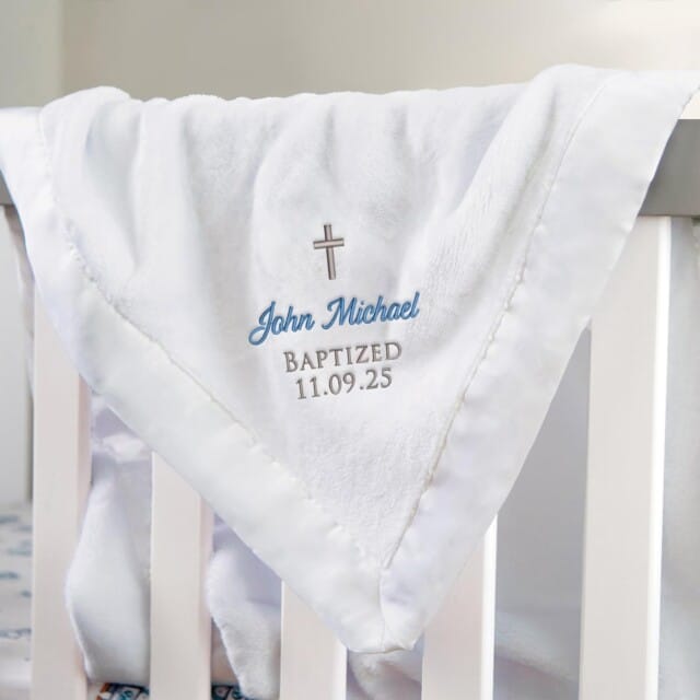 Lifetime Creations Personalized Baby Baptism Blanket: Custom Embroidered White Christening Blanket, Baptism Gifts for Boys & Girls, Baby Dedication Gifts, Bautizo Regalo