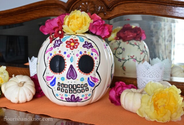 DIY painted Día de Muertos Pumpkin