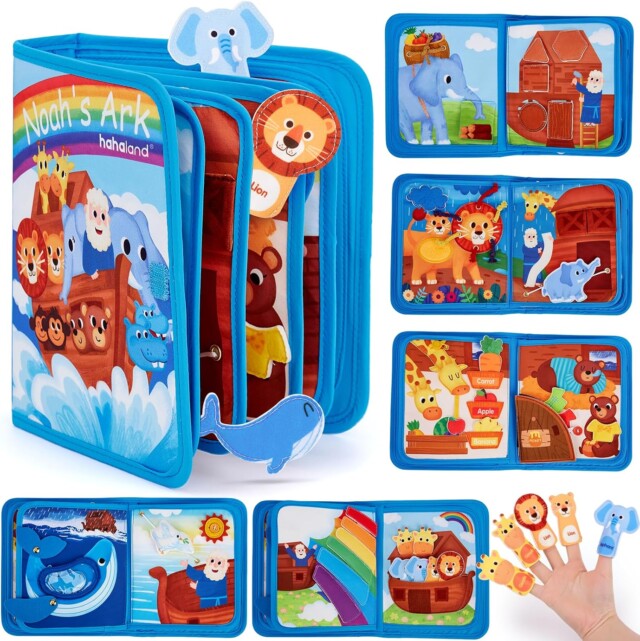 Noah's Ark Toy Busy Book for Toddlers 1-3 - Baptism Gifts for Boys Girls - Montessori Toys for 1 Year Old,