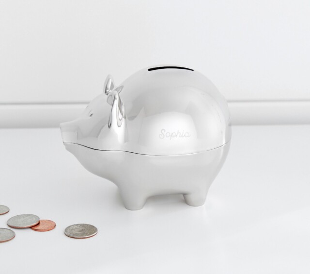 Mark & Graham x pbk Silver Piggy Bank for baptism gift idea