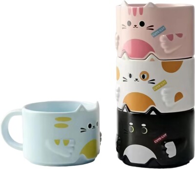 Stackable Cat Mug Set