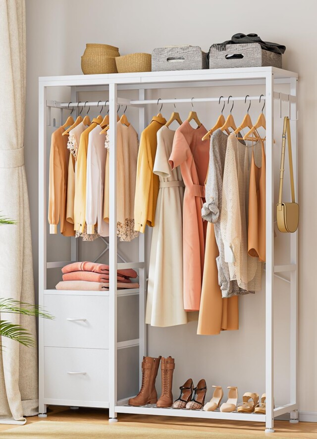 Garment Rack with Shelves for amazon bedroom organization 