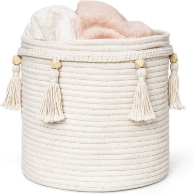 Macrame Tassel Rope Basket for bedroom decor from amazon 