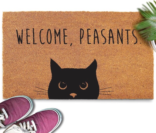 Welcome Peasants Doormat for gifts for cat lovers