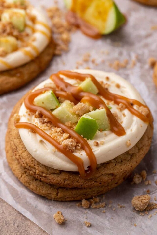 Crumbl Copycat Caramel Apple Cookies