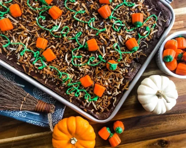 Pumpkin Patch Brownies for easy thanksgiving desserts ideas