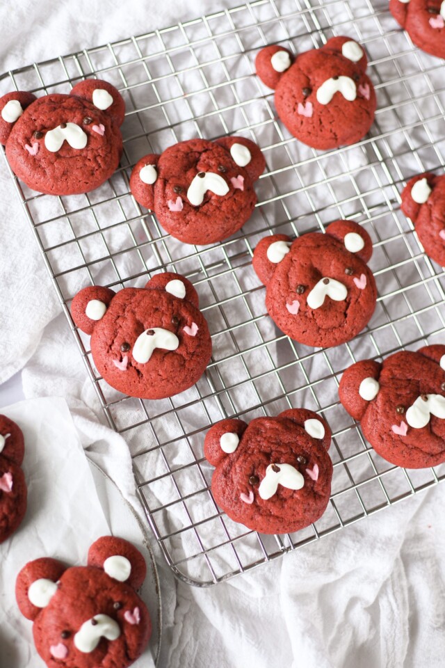 Red Velvet Bear Cookies for valentines day desserts