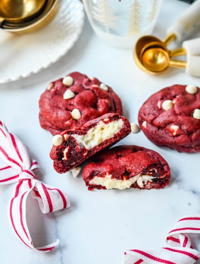 Cheesecake Stuffed Red Velvet Cookies