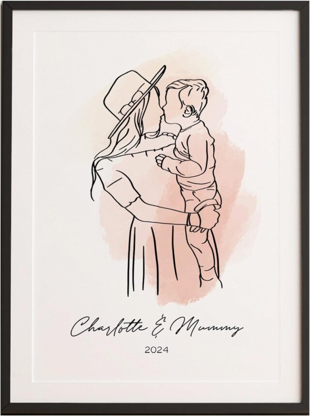 Manman Customized Line Drawing Poster, Custom Illustration, Personalized Line Art Poster, Custom Portrait Photo, Family Portrait Wall Art Print, Couples Portraits