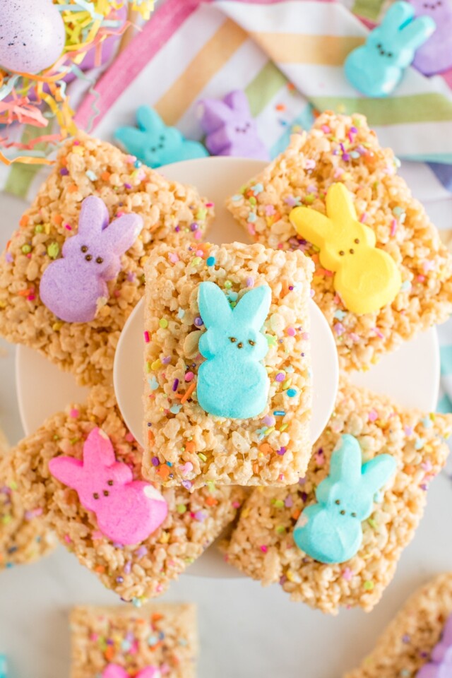 Easter Rice Krispie Treats with Bunny Peeps