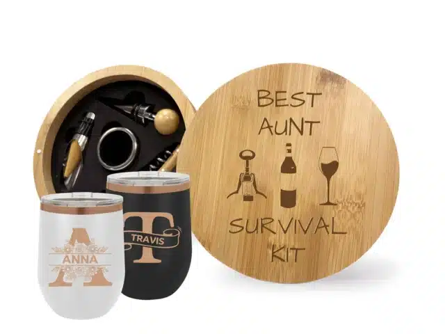 a couple of wine glasses sitting next to a wooden box
a couple of wine glasses sitting next to a wooden box
May include: Product image showcasing various wine sets and tumbler combinations. Options include: WineSet+1W+1B (wine set, white tumbler, black tumbler); WineSet+2W (wine set, two white tumblers); WineSet+2B (wine set, two black tumblers); OnlyWineSet (wine set only); Tumblers 1W+1B (one white, one black tumbler); Tumbler 1W (one white tumbler); Tumbler 1B (one black tumbler). Each combo features a wooden wine rack and tumblers in white and black. Select your preferred combo.
a set of monogram styles wine tumblers
a sign that says how to order step 1 select your combo from the dropdown
what's included bamboo wine sets include corkscrew bottle opener stopper dec
a bottle of wine with the words technical specfications
a sign that says, here's what to expect after you place your order
a white card with a picture of a woman's face and text that reads
a brochure with a pair of scissors on top of it
a screen shot of a website with five stars on it
Report this item to Etsy
Price: $27.57+
Original Price:$45.95+
40% off
Sale ends in 7:16:53
New markdown! Biggest sale in 60+ days
Aunt Gift From Niece, Best Aunt Engraved Wine Accessories Set Wine Tumblers, Gag Gift For Christmas as Gift For Aunt Birthday